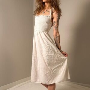 Wilfred White Midi Dress Medium | Aritzia Smocked Summer Sun Dress